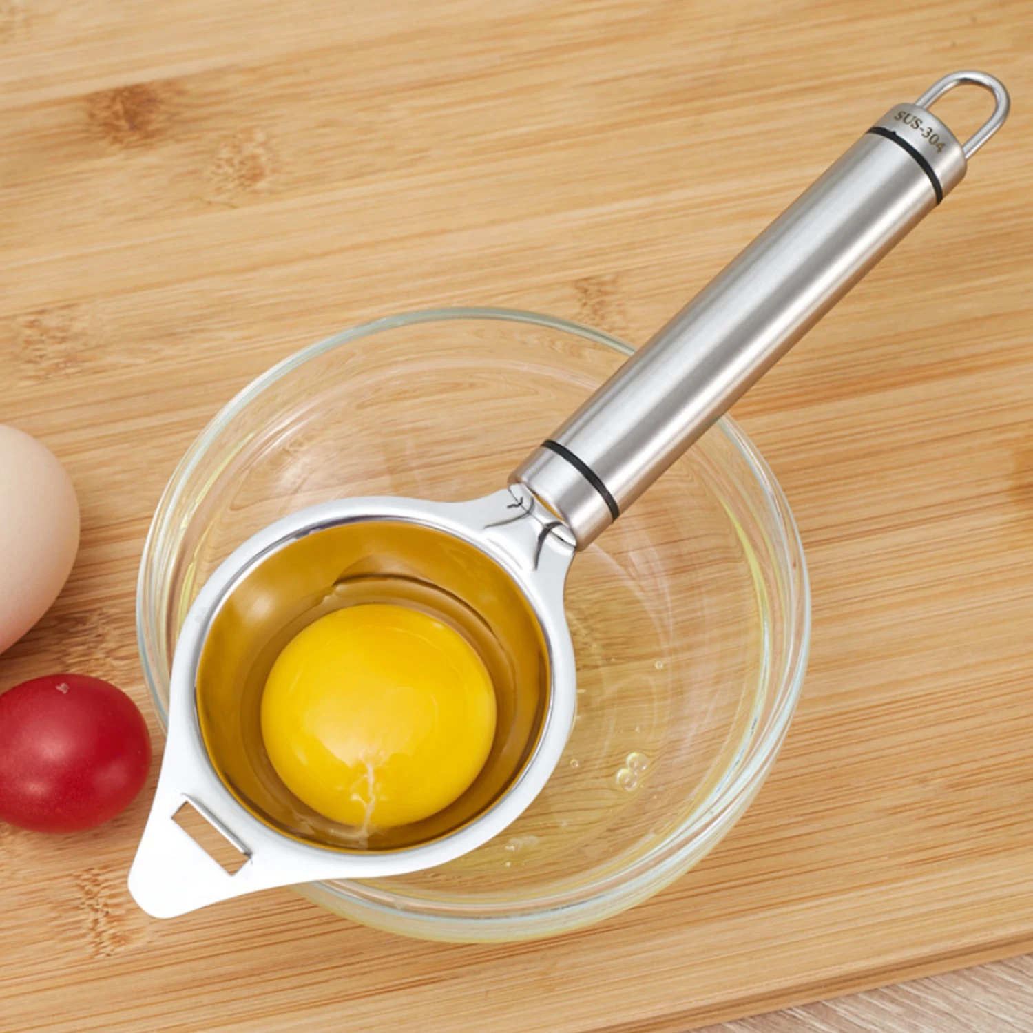 

Behogar Stainless Steel Egg Separator Yolk White Filter Strainer Divider Kitchen Tool with Cracker Design for Cooking Baking