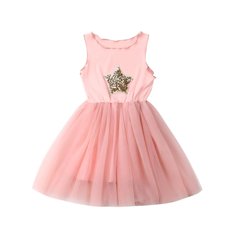 

Kids Party Dresses For Girls Sequin Star Print Lace Mini Dress Princess Costume Girls Party Dress Kids Clothing Children Dresses