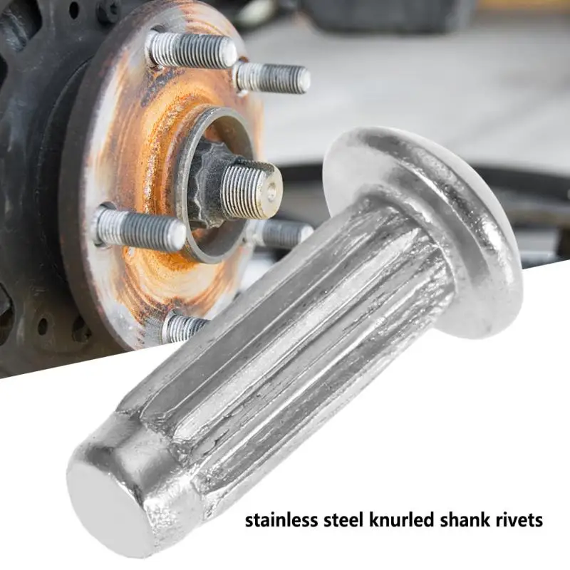 100pcs M2.5 Stainless Steel Round Head Knurled Shank Solid Rivets