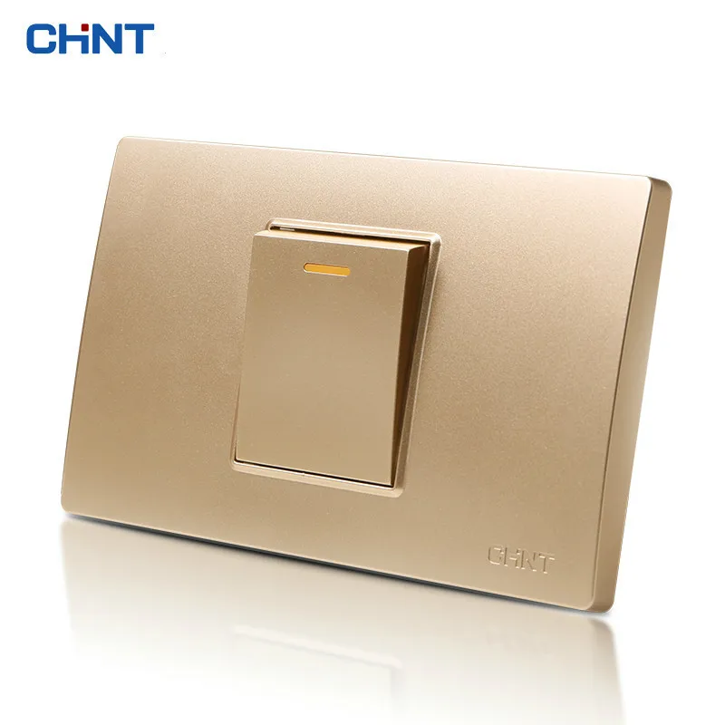 

CHINT 118 Type Wall Switch NEW5D Steel Frame Champagne Hyun Golden One Position One Gang Two Way Switch Panel