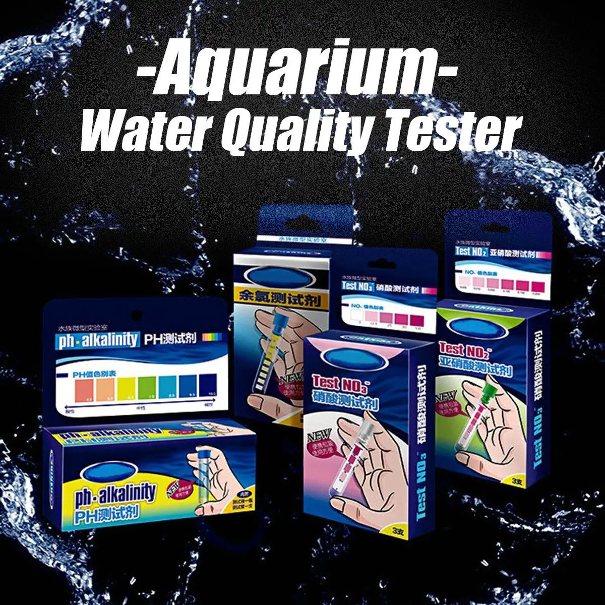 

Aquarium Fish Tank PH NO2 NO3 Nitrite Nitrate Chlorine Water Quality Tester Kit Aquarium Water Quality Tester High Quality