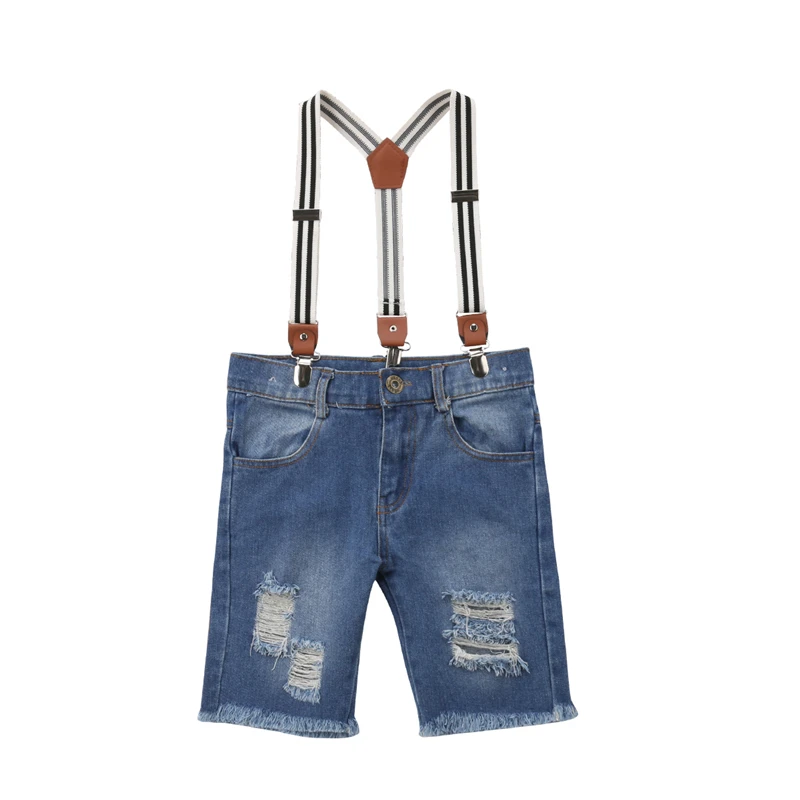 

Baby Boys Denim Hole Strap Jeans Bib Overalls Short baby boy summer denim clothes baby