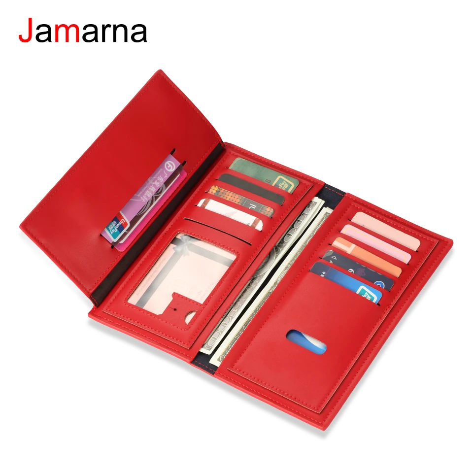 Jamarna кошелек женский длинный Клатч красный Магнитный Застежка PU держатель для
