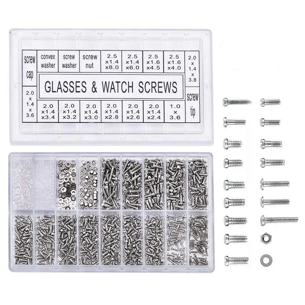CNIM Hot 1000Pcs Eyeglasses Watch Repair Screw Stainless Steel Replacement Kit Set Tiny Screws Nut Assortment Tool | Обустройство