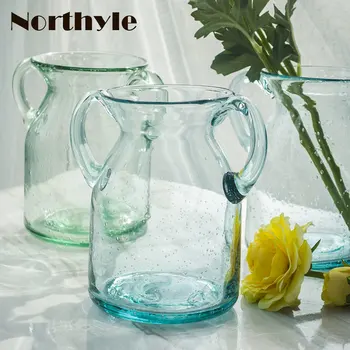

amphorae sky blue glass vase floor vases home decoration floral clear glass bottle wedding decoration