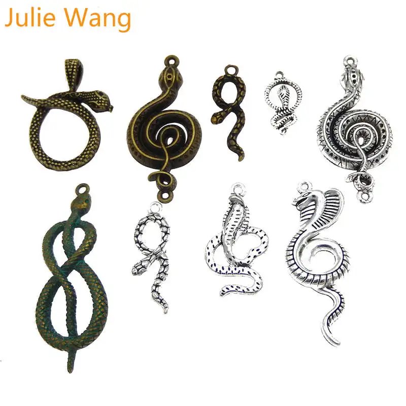 Julie Wang 9 шт. подвески в виде змеи смешанные антикварные цвета сплав животное