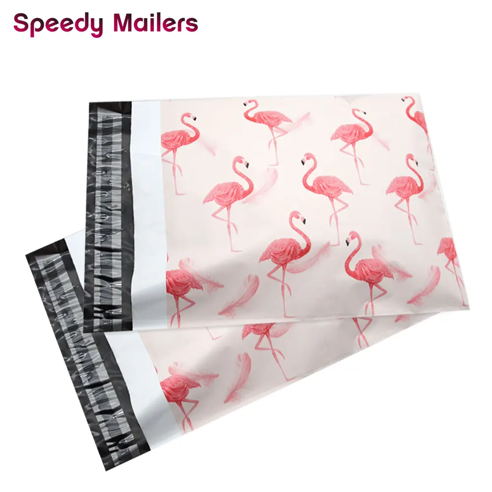 Speedy Mailers 100pcs 25.5*33cm 10*13 inch Fashion Pink Flamingo pattern Poly Mailers Self Seal Plastic Bags Mailing Envelopes