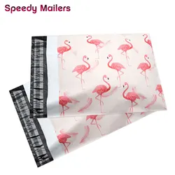 Speedy-sobres de plástico con autosellado, 100 piezas, 25,5x33cm, 10x13 pulgadas, patrón de flamenco rosa, a la moda
