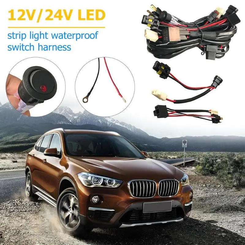

12V 30A Inline Fuse Dual Car led Driving Light Wiring Loom Harness High Beam Quick Fit with H4+HB3 Adapters Light Accessories