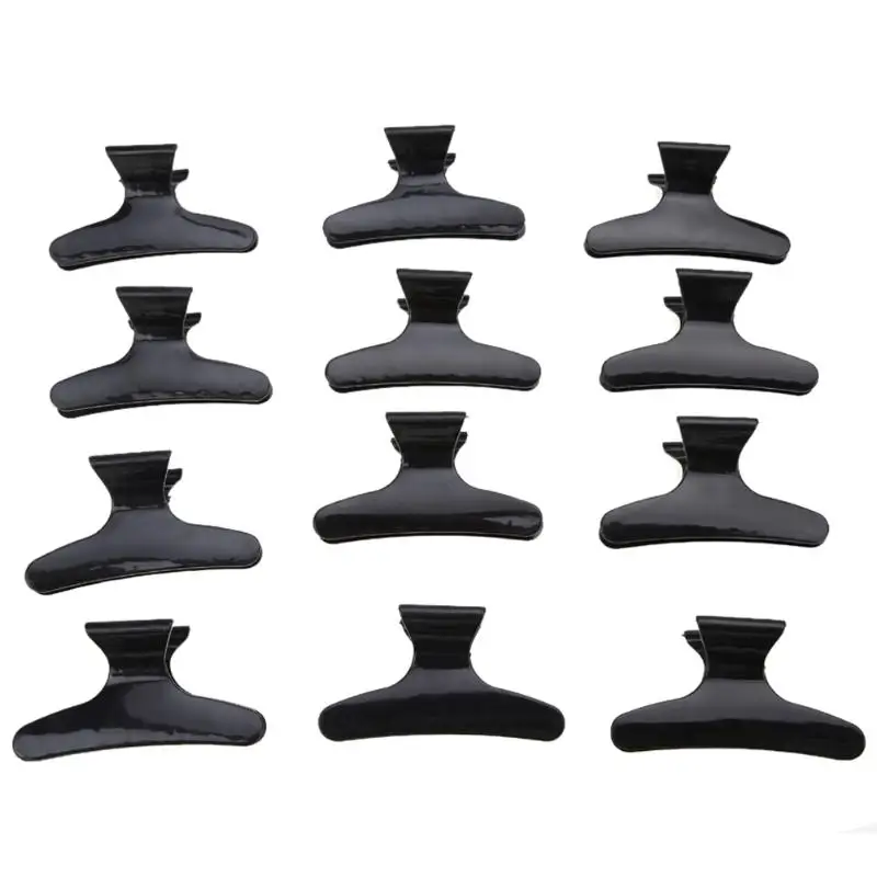 

12pcs Salon Hair Clip Claw Section Styling Tools Butterfly Hair Clip Clamps Care Hairpins Pro Hairdressing Clip Tool Black