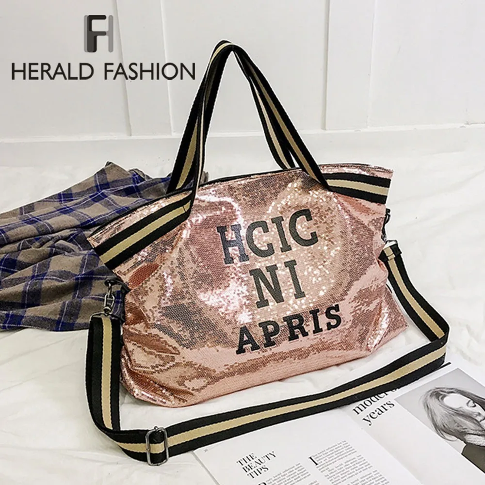 Herald Fashion женская сумка-тоут с блестками и надписью Женская вместительная верхней