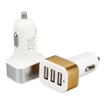 

Aluminum Alloy 3-port USB Car Charger Adapter 2.1A Auto Vehicle Metal Charger for Smart Phone/Tablet 100pcs/lot