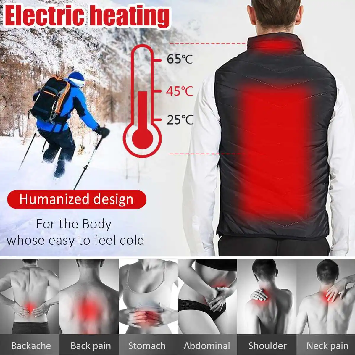 

New Men Women Electric Heated Jacket Heating Sleeveless Vest Waistcoat Outdoor Hiking Camping Mens Body Warm Jacket Vest