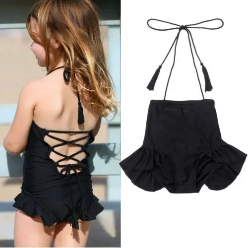 

AU New Toddler Kids Baby Girls Halter Tassel Swimsuit Swimwear Beachwear Bikinis