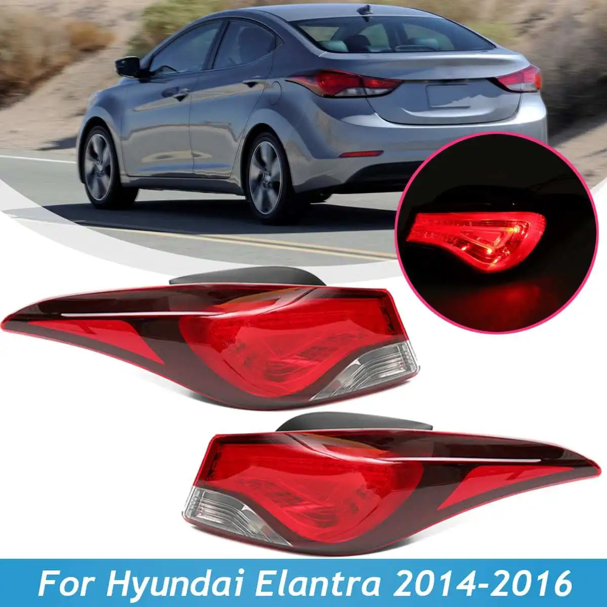 

For Hyundai Elantra / GT / Couple 2014 2015 2016 2Pcs Left Right Side Tail Light Lamp With Bulb Harness Brake Rear Car Styling