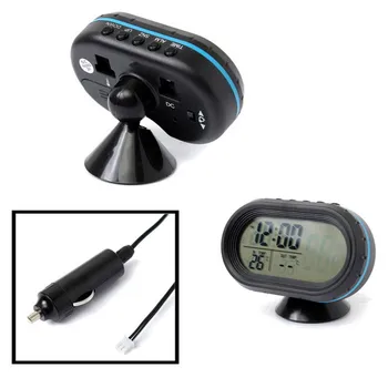 

Car accessories Car Thermometer Digital Clock DC12-24V LED Voltage Tester for Cadillac srx cts ats escalade sts dts bls