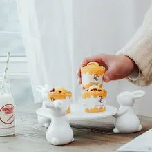 Творческий Фарфор керамический заяц Кролик торт десерт поднос