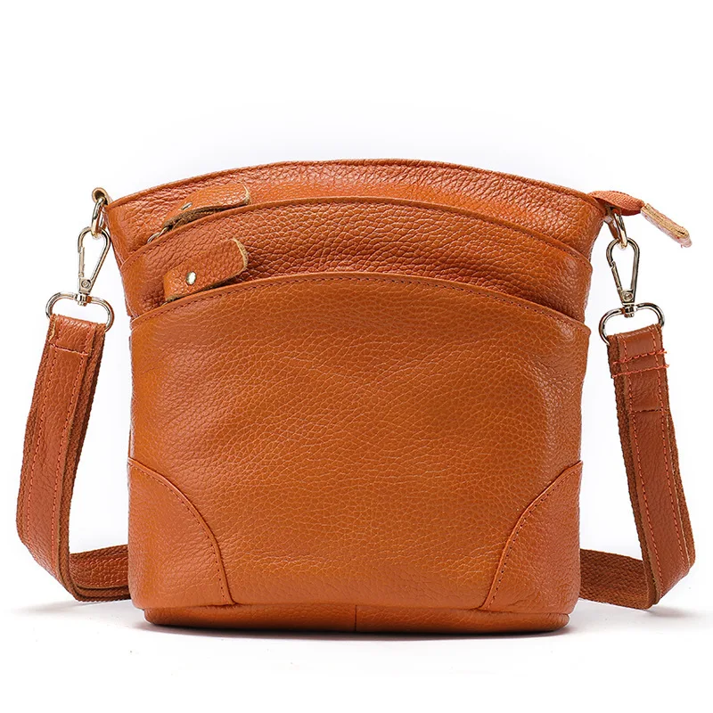 

Brand Women's Genuine Leather Bag Fashion Top Layer Cowhide Bucket Bag Women Casual Messenger Bag Large-capacity Shoulder Bag