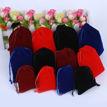 

10pcs 3 Sizes Packing Drawstring Velvet Pouch Sachet Gift Bag For Jewelry Wedding Things Party Bead Container Storage Wholesale