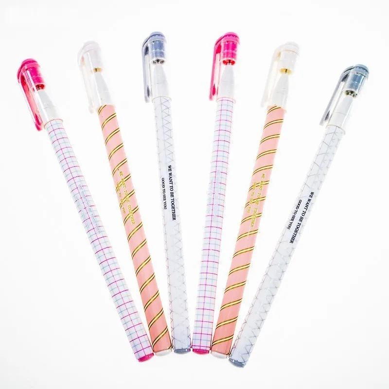 

3PCS Small Fresh Plaid Stripe Series Gel Pen Black Ink Color High Quality School Student Stationery And Office Supplies Pen