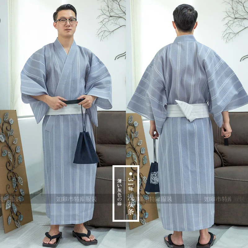 Мужское классическое японское кимоно хлопковый Халат Yukata мужской банный халат