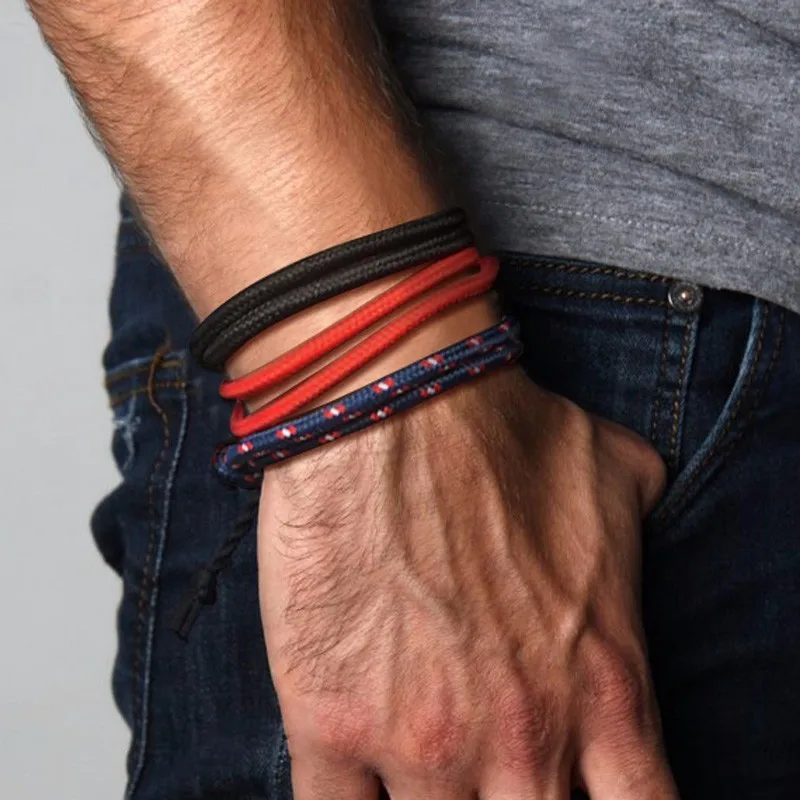 

Set of 3 Adjustable Simple Climbing Rope Bracelet With Knots That Slides Nautical Braid Jewelry For Guys Men Jewelry