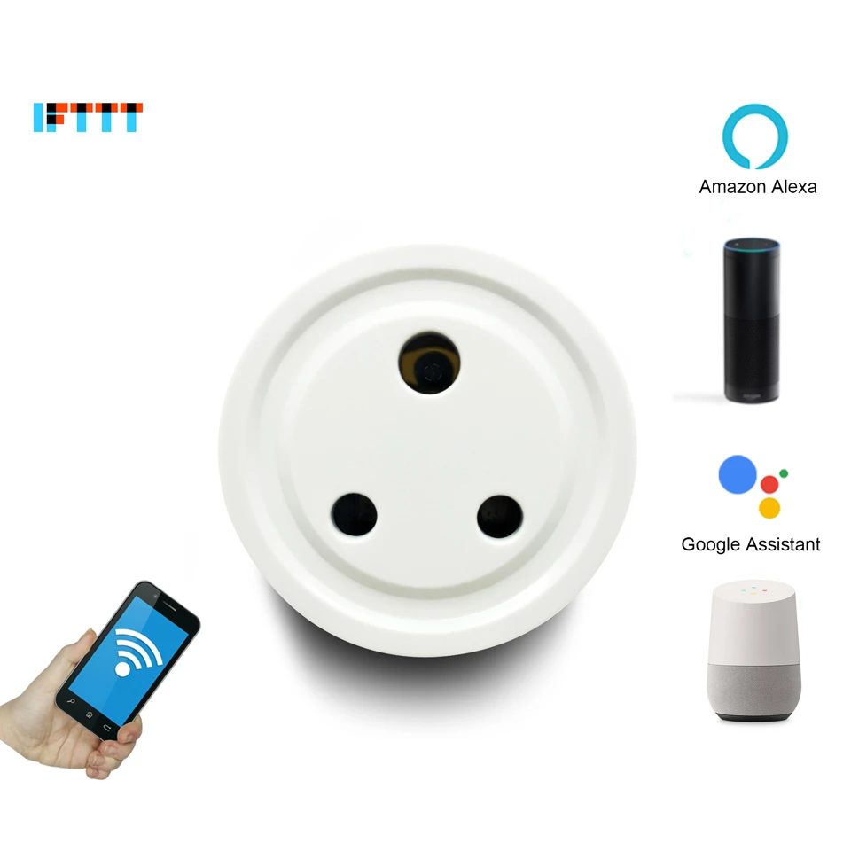 India Round 3 pin Wi Fi WiFi Smart Socket presa adattatore adattatore per  Alexa Echo Google Assistant Homekit Mini IFTTT 10A|Spina elettrica| -  AliExpress
