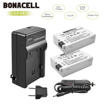 

Bonacell LP-E8 LP E8 LPE8 Camera Battery+Charger For Canon EOS 550D 600D 650D 700D Kiss X4 X5 X6i X7i Rebel T2i T3i T4i T5 L50