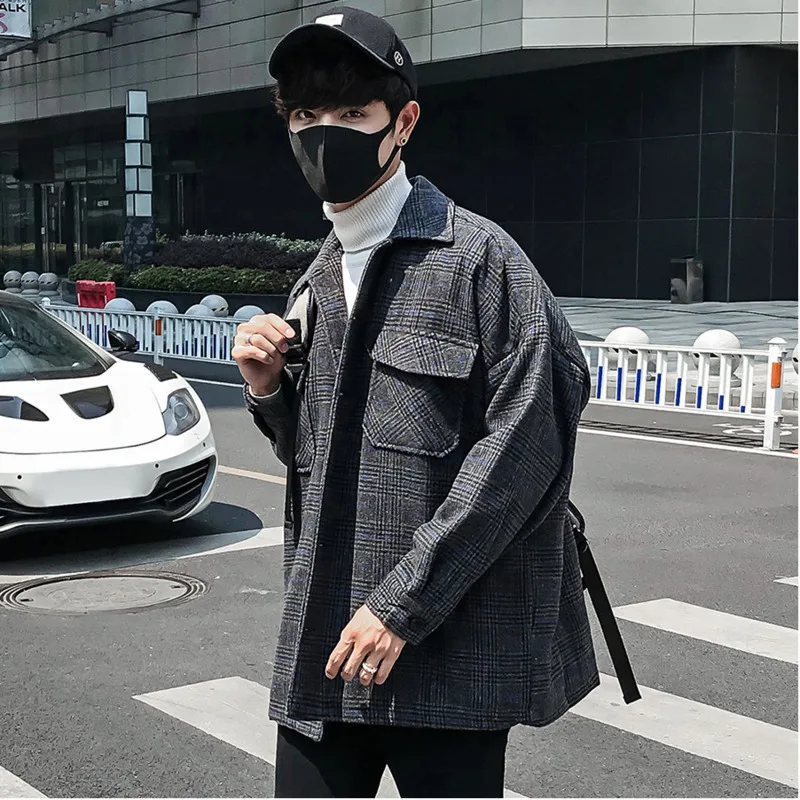 Lâche M Homme Casual Automne Grey Dark Outwear Bombardier Streetwear Hiver Hommes Pilote khaki Vêtements Male Veste 2xl Plaid Rétro Manteau Nouvelle Mode 0qSAxT0w