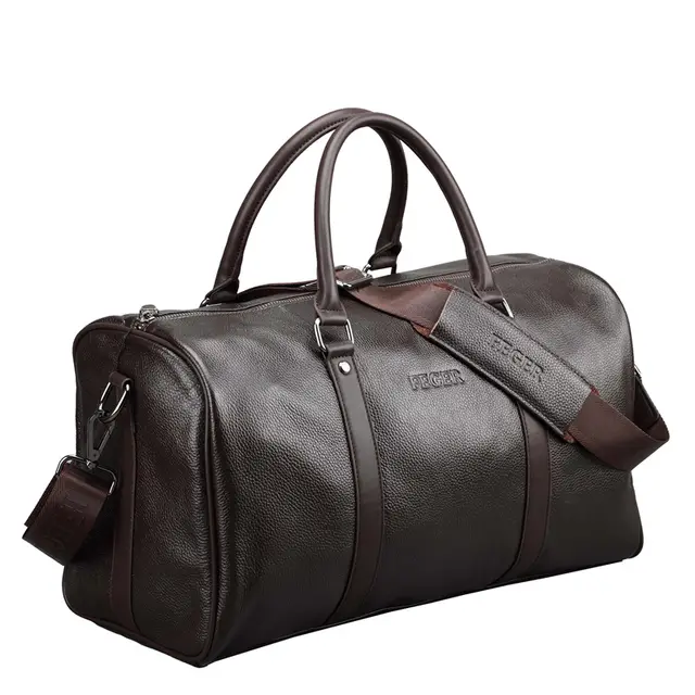 Us 65 99 40 Off Fashion Genuine Leather Travel Bag Men Large Carry On Luggage Duffle Overnight Weekend Tote In