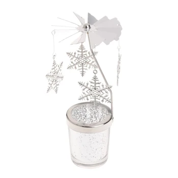 

Hot Sale Rotary Spinning Candlestick Tealight Candle Holder Metal Tea Light Holders Carousel Wedding Home Party Decor Gift
