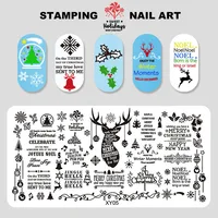 Kimcci Christmas Nail Art Stamping Plate Snowflake Reindeer Tree New Year Pattern Manicure Image Template Festival Nails Stencil 2