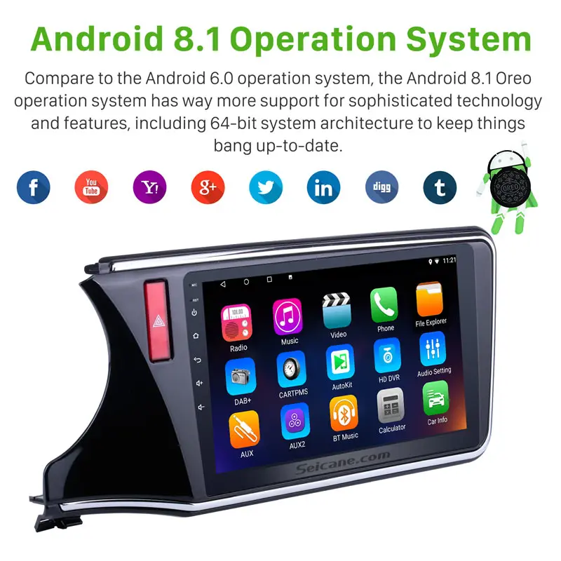 Top Seicane Android 6.0/7.1/8.1 10.1" Car Radio GPS Navigation Multimedia Player Head Unit For 2014 2015 2016 2017 Honda CITY LHD 1