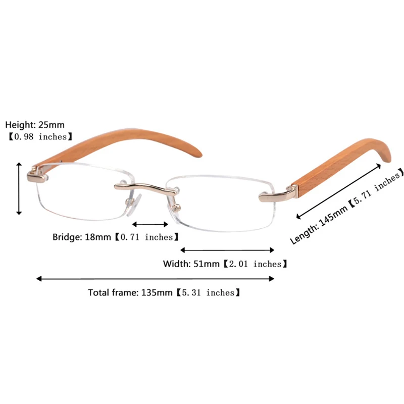 Elbru новые негабаритных деревянная рамка мужские очки для чтения без оправы Для женщин дальнозоркость для чтения Стекло глаз Стекло es+ 1,0 1,5 2,0 2,5