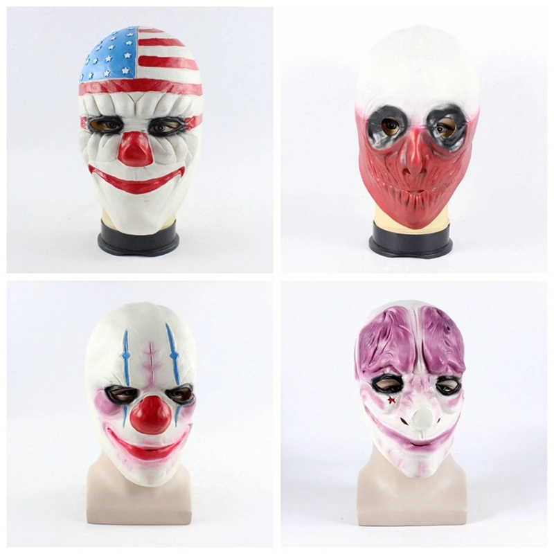 

Horror Clown Mask Scary Killer Clown Mask Halloween Terror Joker Movie Payday Full Face Latex Mask