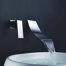 Waterfall Basin Faucets Wall Mounted Bathroom Faucet Chrome Brass Spout Widespread Sink Single Handle Mixer Tap kemaidi bathroom basin faucet luxury sense faucets oil rubber brushed waterfall mixer single handle hole sink mixers tap new