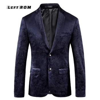 

Luxury Floral Blazer Men 2018 Blue Print Suit Jacket Men Blazer Homme Slim Fit Chaquetas Hombre De Vestir Business Party Blazer