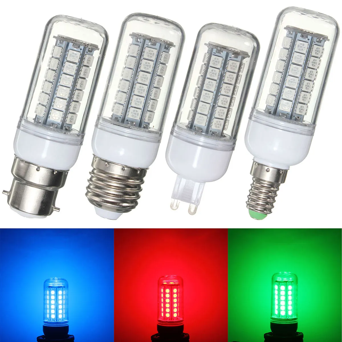 

E27 E14 B22 G9 3.5W 48 SMD 5050 LED RGB House Light Cover Corn Light Bulb AC220V For Home Decoration Ampoule