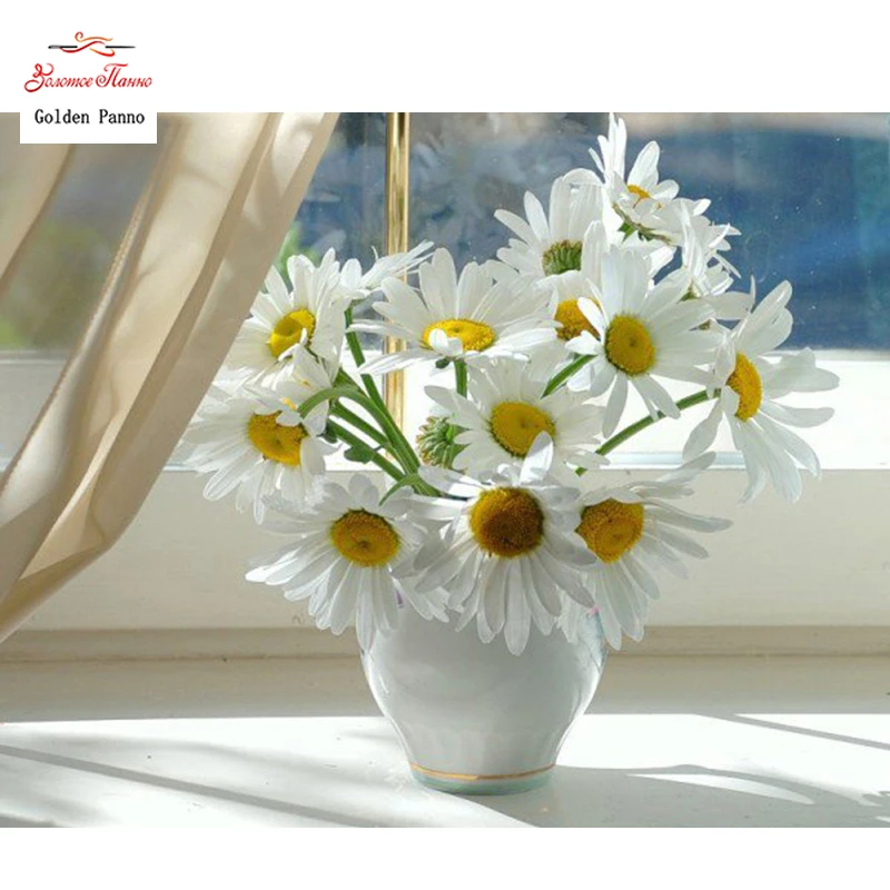 

Diamond Painting Full Square 5D Diy Daimond Embroidery Diamant Mosaic Sale Displasy Broderie Diamant "White daisies" 12
