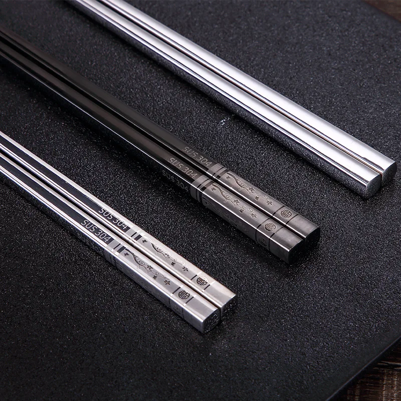 

High-grade 304 Stainless Steel Chopsticks Hollow Square Chopsticks Anti-scalding 1 Pair Metal Chopstick Gift Kitchen Accessories