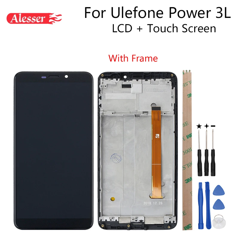 

Alesser For Ulefone Power 3L LCD Display +Touch Screen Assembly Repair Parts For Ulefone Power 3L 6.0" Phone With Tools +Tape