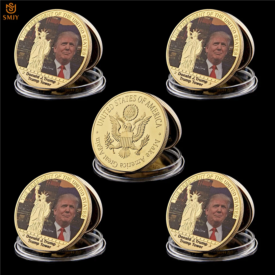 5 шт. президент США Дональд Дж. Трамп позолоченная Статуя Свободы мир