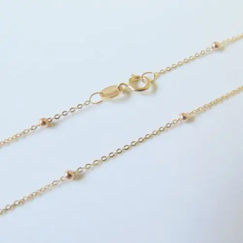 

Pure 18K Yellow Gold Necklace Bead with O Link Chain Necklace 21.6