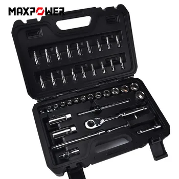 

44pcs Socket Wrench Set Car Repair Tool Ratchet Torx Bit Socket Wrench Set Torque Wrench Combination Bit Household Handle Tools