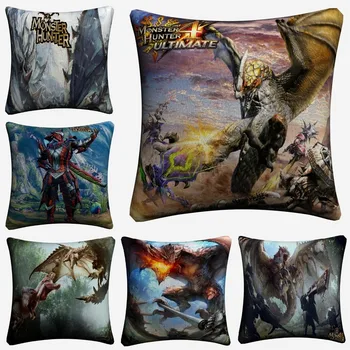 

Monster Hunter Hunting World Cotton Linen Cushion Covers 45x45cm Vintage Soft Throw Pillow Case For Sofa Almofada Home Decor