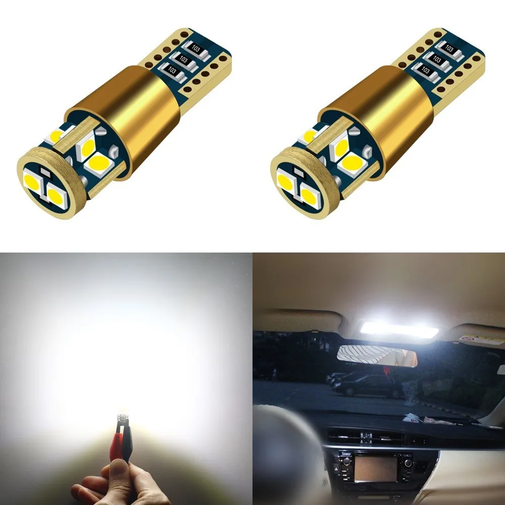 

2pcs T10 Led Car Light 10 Smd 3030 Marker Lamp Canbus Bulb Wedge Parking Dome Light DC10V-30V