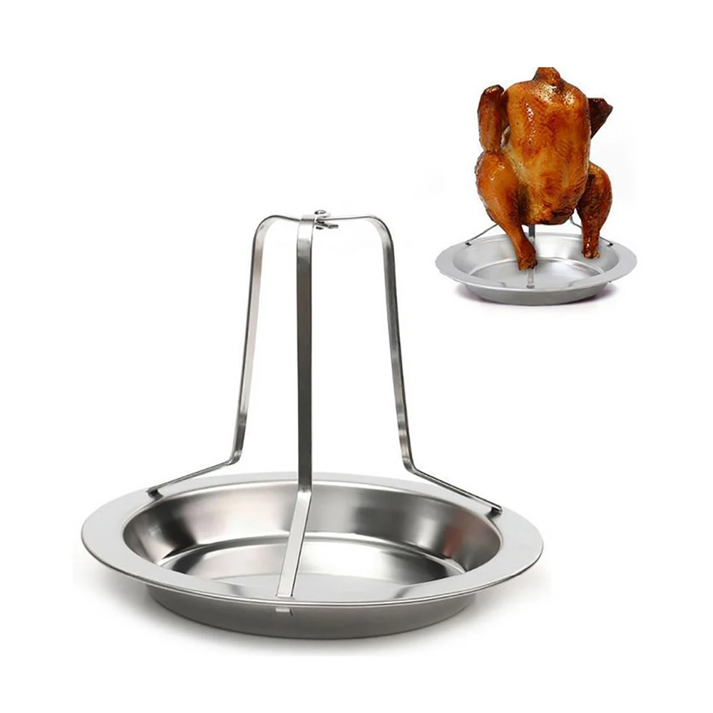 Stainless Steel Upright Roast Chicken Holder Roaster Rack Barbecue
