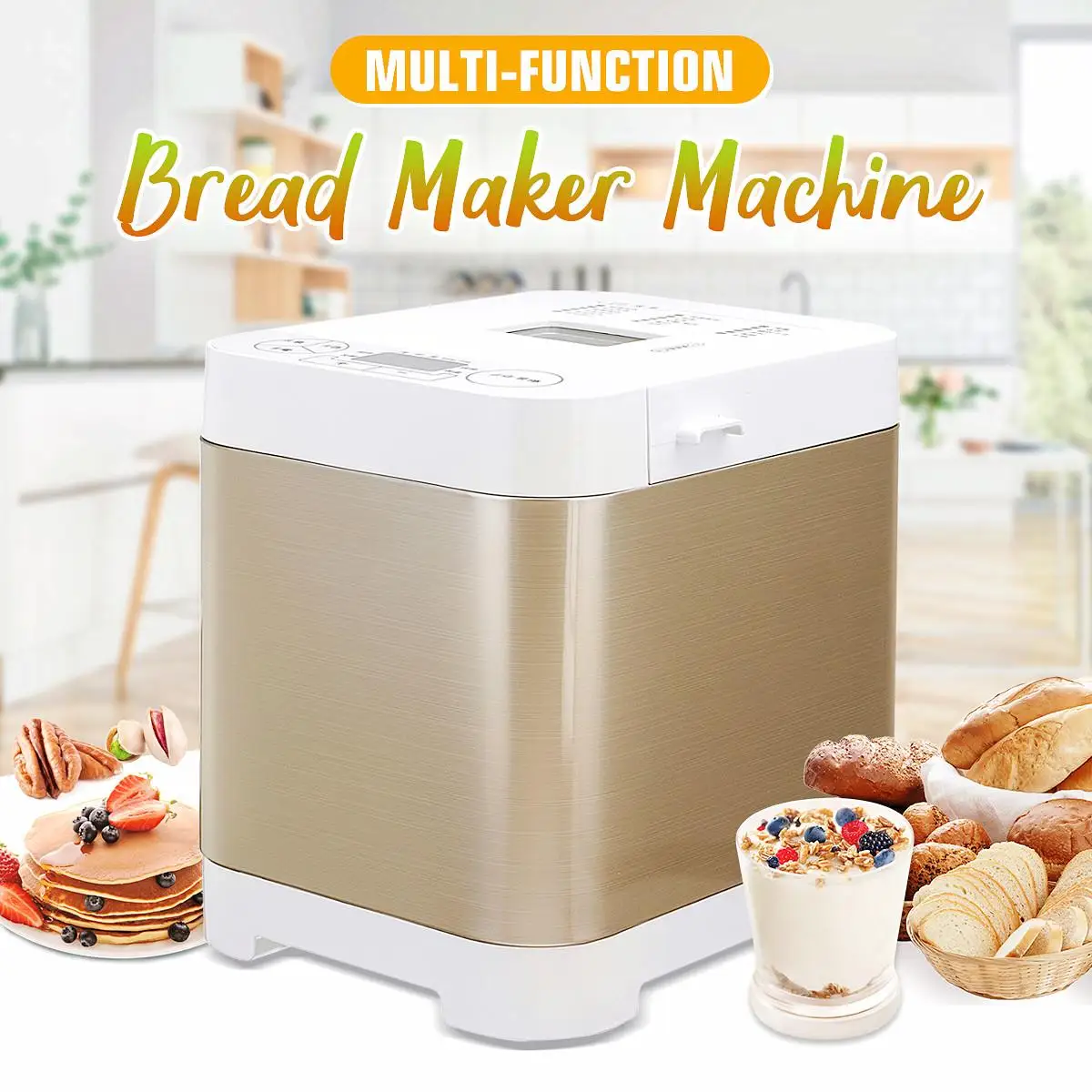 

New 450W Mini Multifunction Bread Maker Automatic Intelligent Bread baking Home diy Yogurt Maker Machine Household Cooking Tools