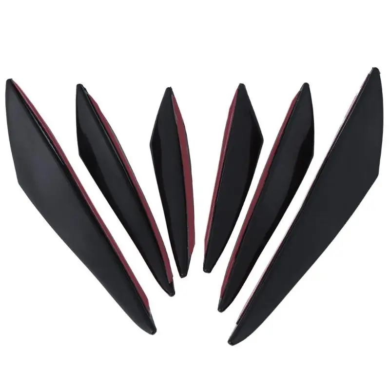 

6Pcs/set Carbon Fiber Car Spoiler Canards Fit Front Bumper Lip Splitter Fin Air Knife Auto Body Kit For Audi Mercedes BMW