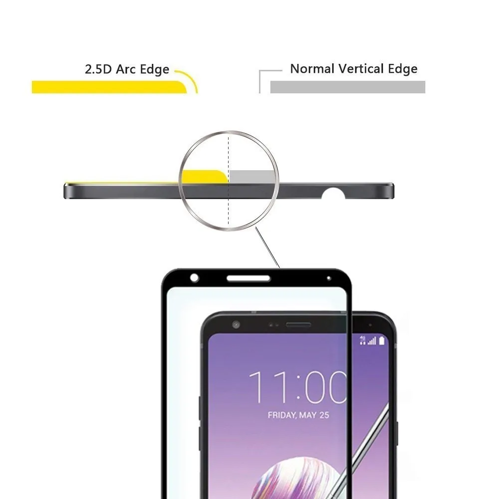 0 3 мм 2.5D полное покрытие 9H закаленное стекло Защита экрана для LG Q Stylo 4 5 Q710MS / Stylus +